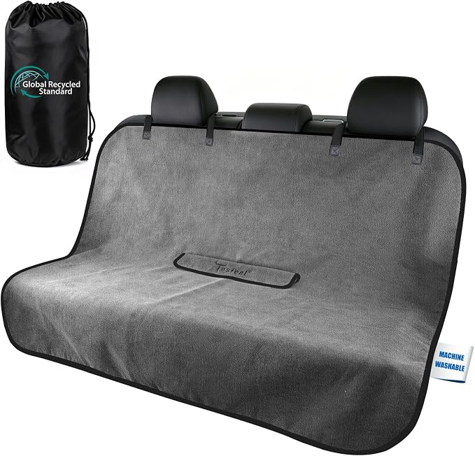 1160g Heavy Duty Towel Car Seat Cover, Sweatproof Absorbent Microfiber Rear Seat Protector for Gym Beach Athletes, Universal Fit Waterproof Back Seat Mat for Sedans SUV Minivans(Gray,1PC)