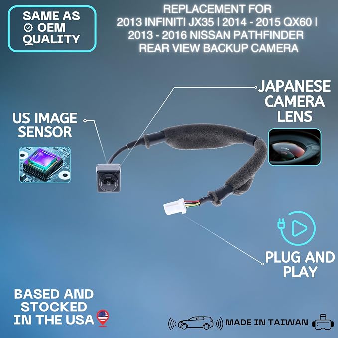Backup Camera Replaces for 2013 Infiniti JX35 | 2014-2015 QX60 | 2013-2016 Nissan Pathfinder OE Part # 28442-3JA1A, 284423JA2A