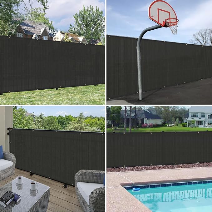 Windscreen4less Privacy Fence Screen 8' x 25' Heavy Duty Windscreen Fencing Mesh Fabric Shade Net Cover for Outdoor Wall Garden Yard Pool Deck, Black
