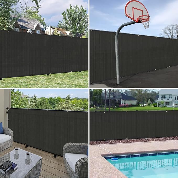 Windscreen4less Privacy Fence Screen Heavy Duty Windscreen Fencing Mesh Fabric Shade Net Cover with Brass Grommtes for Outdoor Wall Garden Yard Pool Deck, 8'x212' Black
