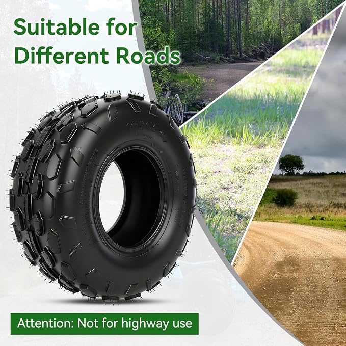 145/70-6 145 70 6 Tire Tubeless Compatible with Mini Bike GMB100 Coleman CT100U CC100X RB100 Go Kart KT196 Baja Doodle Bug DB30 Motovox Mega Moto 80cc 105cc Kazuma ATV Quad 4 Wheeler UTV