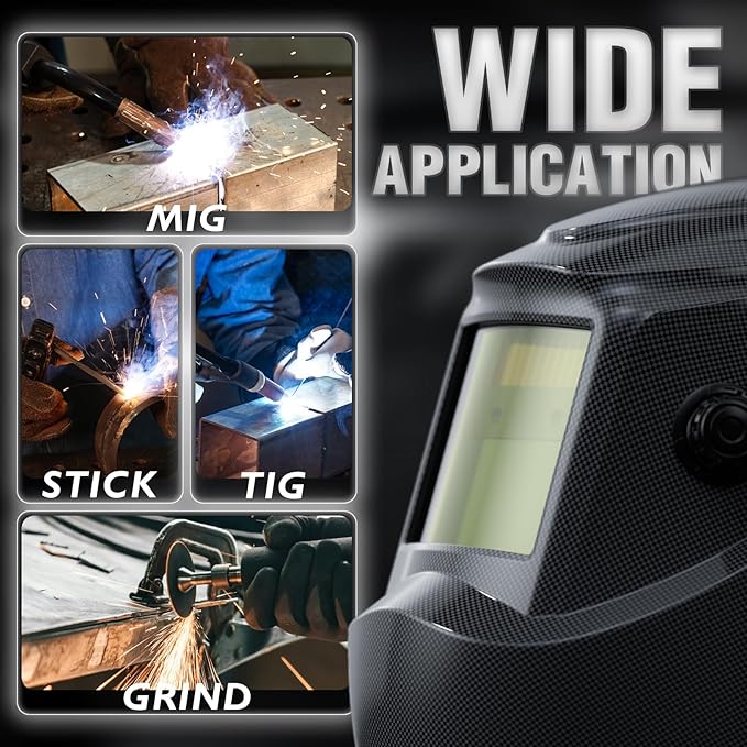 YESWELDER Auto Darkening Welding Helmet, Blue Light Blocking, 1/1/1/1 True Color Solar Powered Welding Hood with 2 Arc Sensors, Wide Shade 3.5/9-13 Welder Mask for TIG MIG ARC and Grind