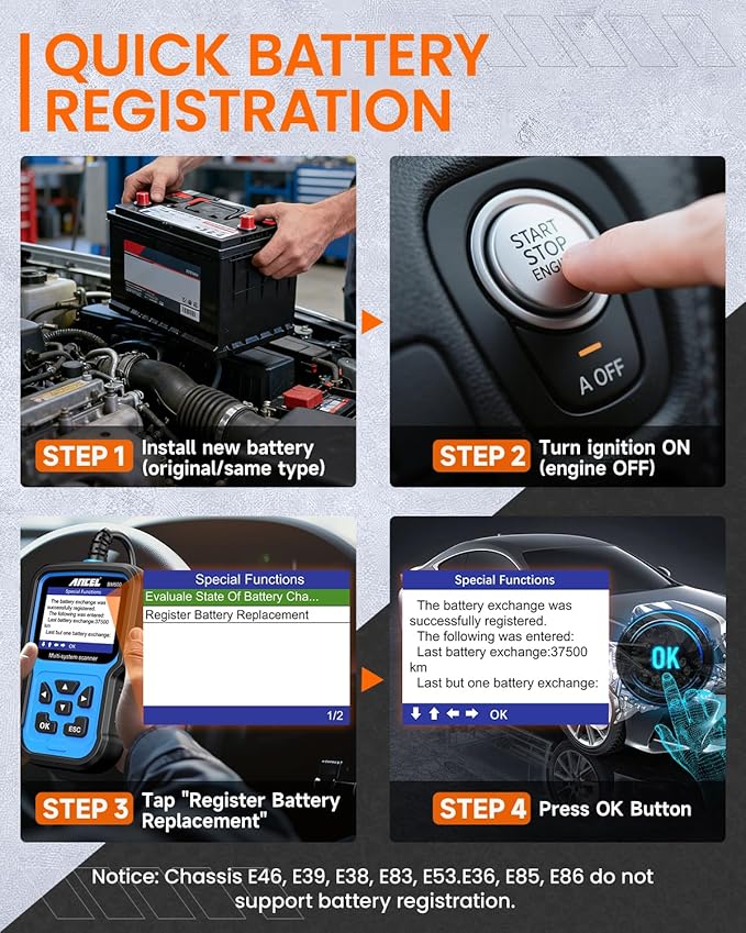 ANCEL BM500 OBD2 Scanner for BMW & MINI, Simplified Battery Registration, EPB, Oil, Throttle, PCM Resets, I/M Readiness, Full System Diagnostics for Engine, Transmission, ABS, SRS, DSC & More