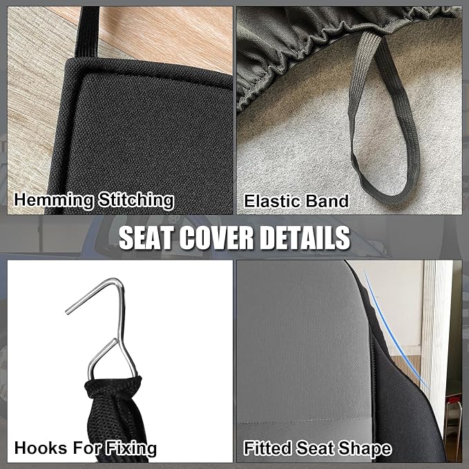 SAPUBK Front Seat Covers Replace for 1995-2000 Toyota Tacoma 60/40 Front Bench with Center Console, Driver and Passenger Knitted Fabric Composite Soft Foam Lining Airmesh Breathable Seat Cover