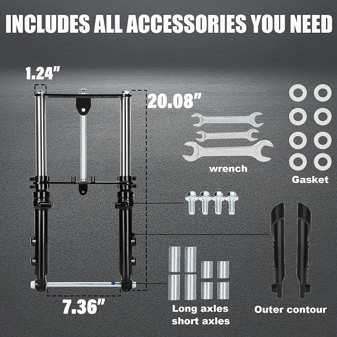 Mini Bike Suspension Kit-Mini Bike Front Fork Suspension Kit Replacement for Coleman CT100U/TrailMaster Storm 200/GMB100,Universal,Small Motorcycle Shock Absorber Fork Frame Upgrade Kit(Black)