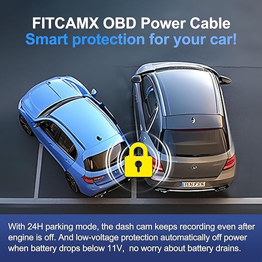 FITCAMX OBD Cable Dash Cams, Upgrade Parking Monitoring, Hardwire Wire Kit Accessories