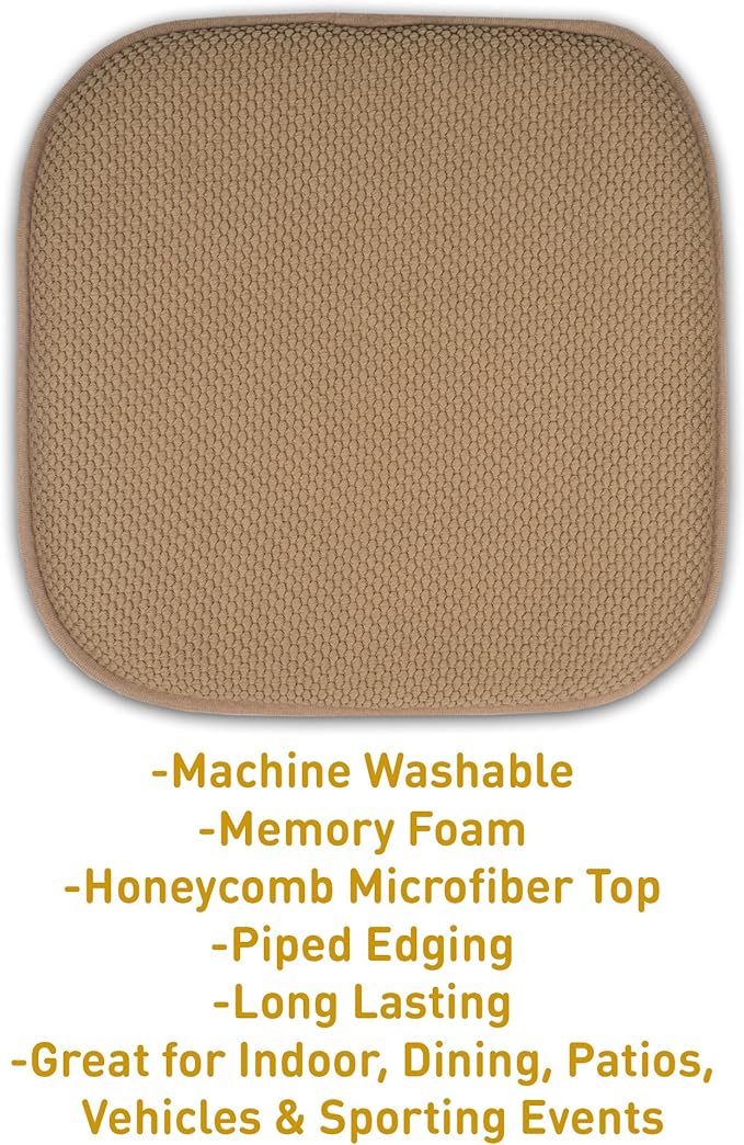 Sweet Home Collection Cushion Memory Foam Chair Pads Honeycomb Nonslip Back Seat Cover 16" x 16" 6 Pack Taupe