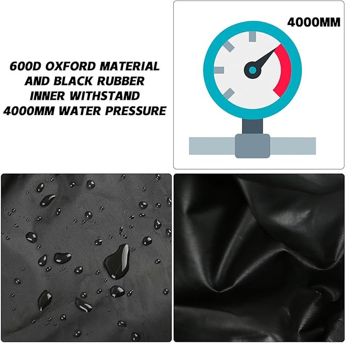 Riding Lawn Mower Cover with Bagger Attachment and ROPS, Universal Fit Decks up to 62", 600D Oxford Cloth Riding Mower Cover with Windproof Buckle for Snow Rain Dust Hail Protection