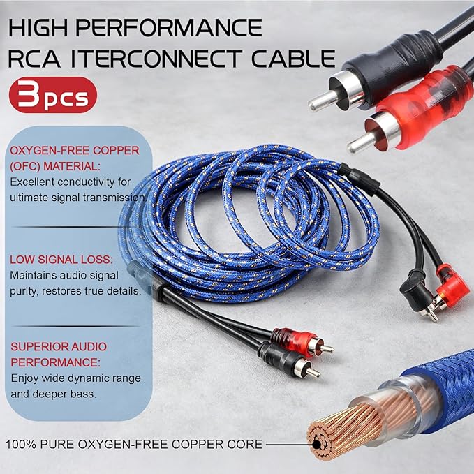 0 Gauge Dual Amp Wiring Kit Make Connections and Bring Power to Your Radio,Subwoofers and Speakers
