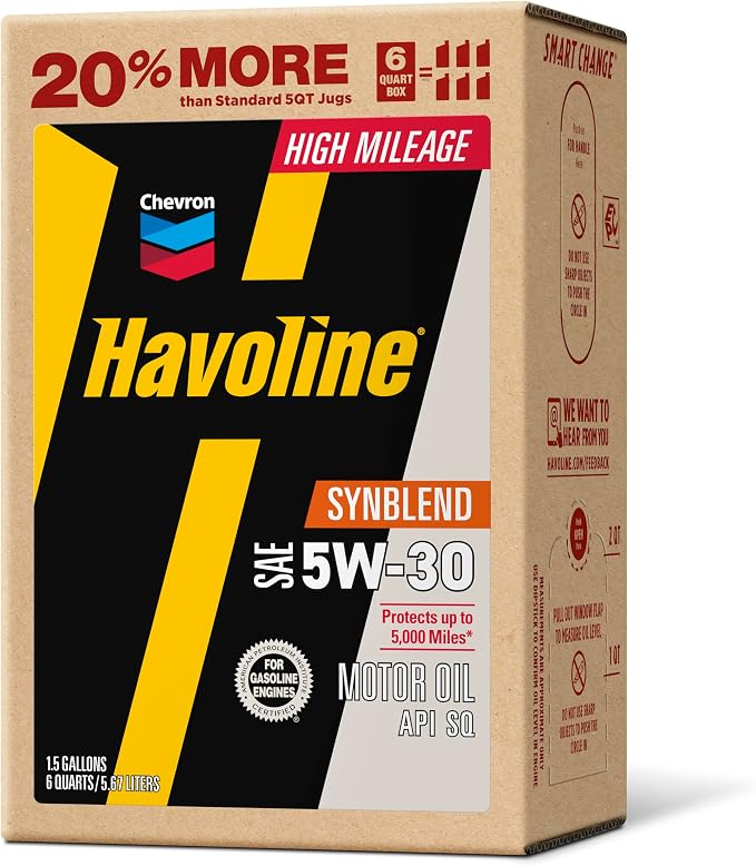 Havoline Motor Oil 5w30 Synthetic Blend Smart Change Engine Oil, 5W-30, 6 Quarts, Pack of 1