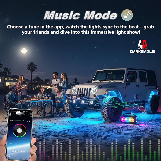 16Pods RGB LED Rock Lights for Semi Trucks Pickup Jeep Golf Cart ATV UTV RZR RV Offroad with APP/RF Remote Control, Dynamic Color Changing Underglow Kits Music Mode 12V Waterproof Chasing Underbody