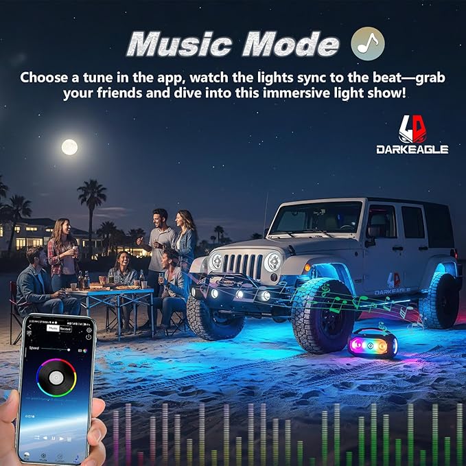 10Pods Aluminum RGB LED Rock Lights Full Kit for Jeep Trucks UTV ATV RZR Golf Cart Offroad SXS Side by Side with APP/RF Remote, Waterproof Multicolor Underglow Light Metal Alloy Case Segmented 12V
