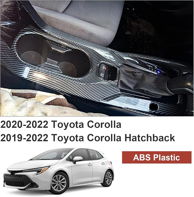 Carbon Fiber Center Console Gear Shift Panel Cover Compatible with Toyota Corolla 2020–2022 & Corolla Hatchback 2019–2022
