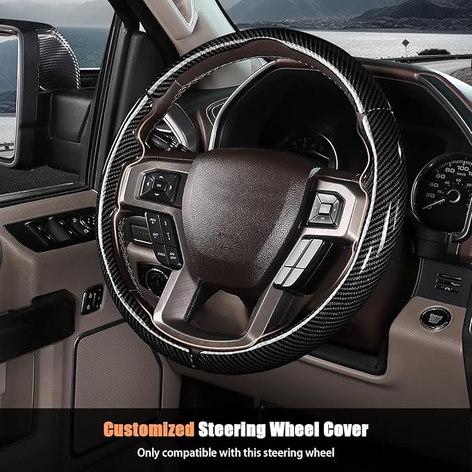 Steering Wheel Cover for Ford F150 2015-2020/F250 2017-2021/F350 2017-2021/F450 2017-2021/F550 2017-2021/Ford Expedition 2018-2021 Custom-fit Car Steering Wheel Cover for Ford Steering Wheel Protector