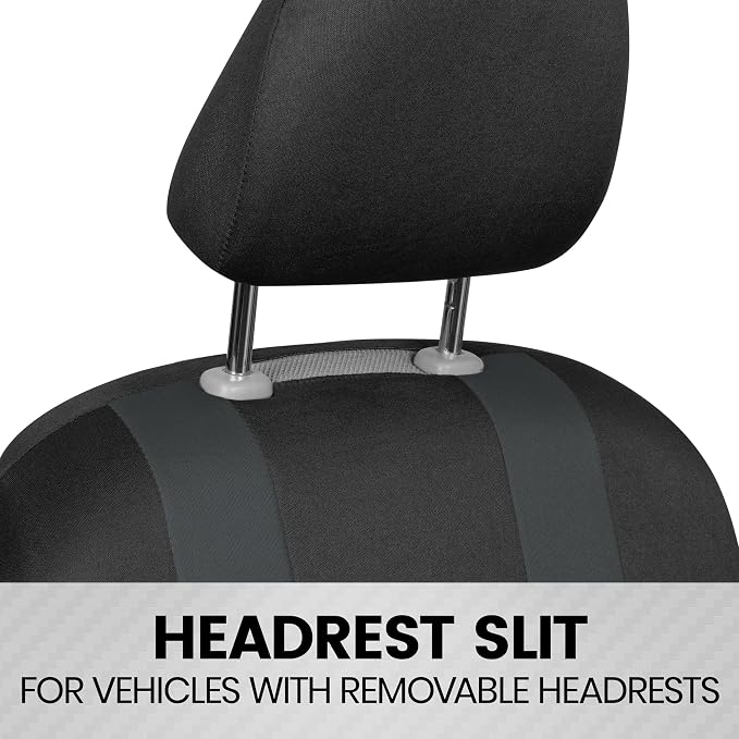 BDK carXS Charcoal Gray Two-Tone Car Seat Covers with Matching Back Seat Cover, Made to Fit Most Auto Truck Van SUV, Interior Car Accessories Full Set