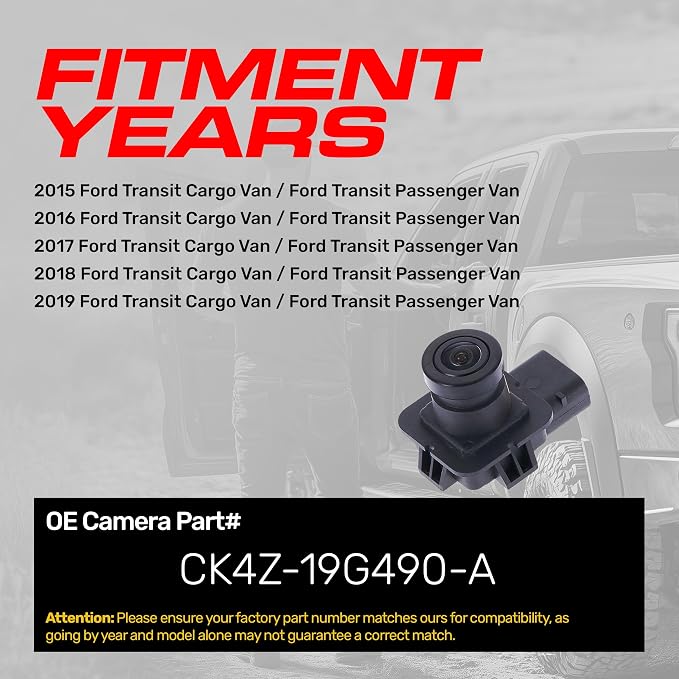 Master Tailgaters Replacement for Ford Transit Passenger/Cargo Van (2015-2019) Backup Camera OE Part # CK4Z-19G490-A