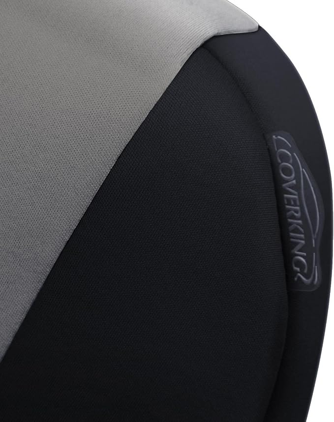 Coverking Custom Fit Front 50/50 Bucket Seat Cover for Select Ford F-Series Models - Neosupreme (Charcoal with Black sides)