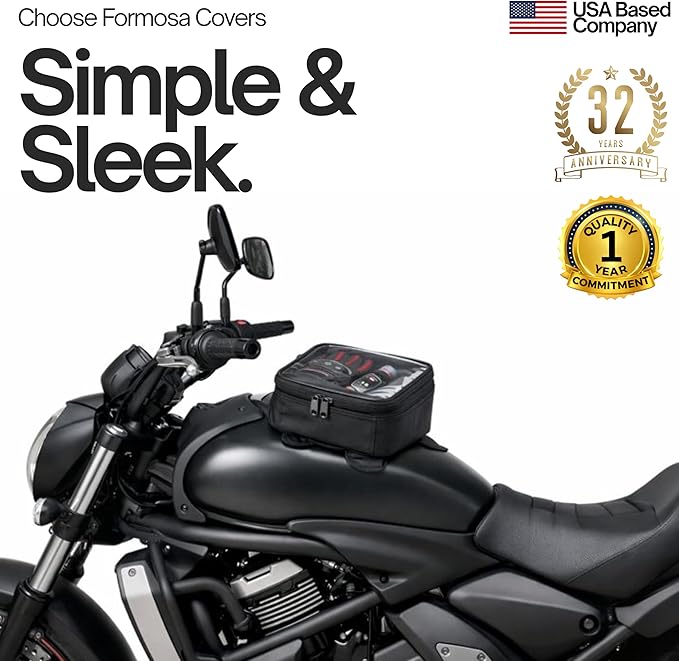 Formosa Covers Motorcycle Tank Bag 10L, Magnetic Gas Fuel Tank Bag with Clear Map & Phone Window, Strong Magnet Mount, Water Resistant Motorbike Storage for Street & Sport Bikes