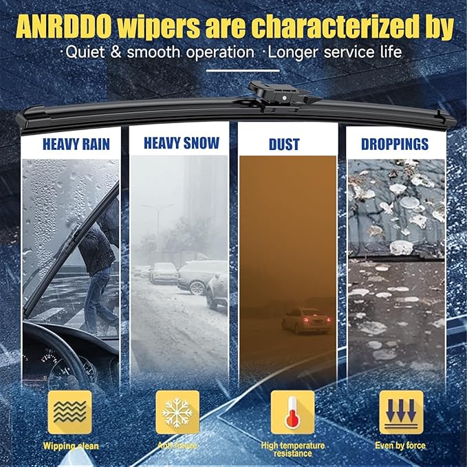 ANRDDO Wipers Factory Replacement For Audi A6 C6 S6 A6 2005-2011 Original Equipment Windshield Wiper Blades Set - 22"+22" Top Lock (Set of 2) Not for J HOOK
