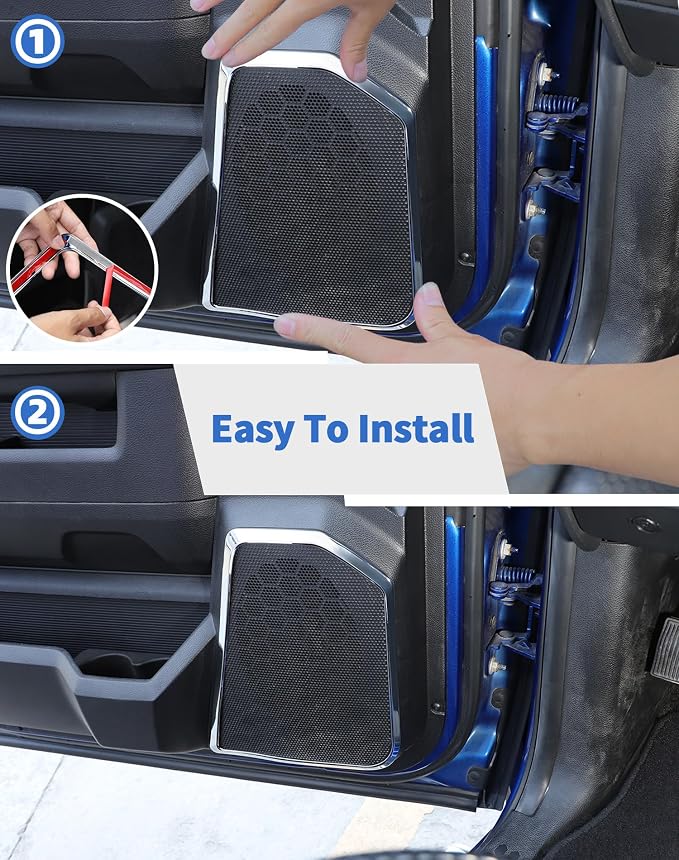 Interior Door Speaker Cover Trim Frame for Dodge Ram 1500 2010-2017 Car Interior Accessories, Chrome
