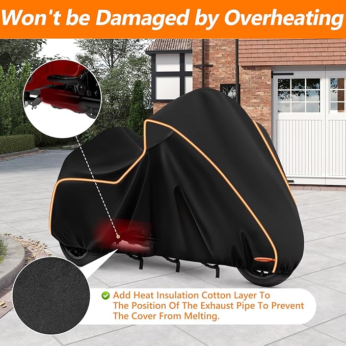 420D Motorcycle Cover for Trike Models Freewheeler, Tri Glide Ultra and CVO Version, Outdoor Bike Cover Windproof Heavy Duty Waterproof Protection(with Antenna Openings&Exhaust Heat Insulation)