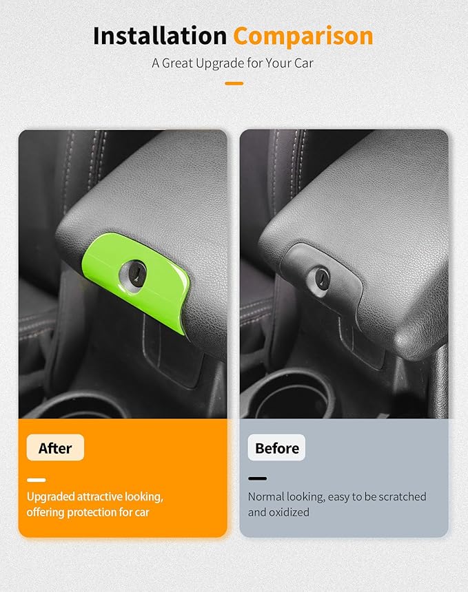 Hoolcar Steering Wheel Cover Gear Shift Panel Trim Cover Water Cup Holder Cover Kit Interior Accessories Kit Fit for Jeep Wrangler JK JKU 2011-2018, 4-Door, Light Green