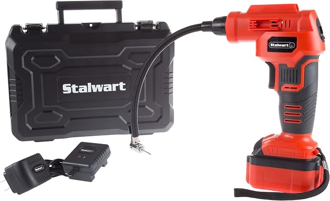 Automatic Air Compressor with 20V Lithium Battery-Cordless Tire Inflator for Car, Bike, Sports Equipment and More-Carrying Case Included by Stalwart