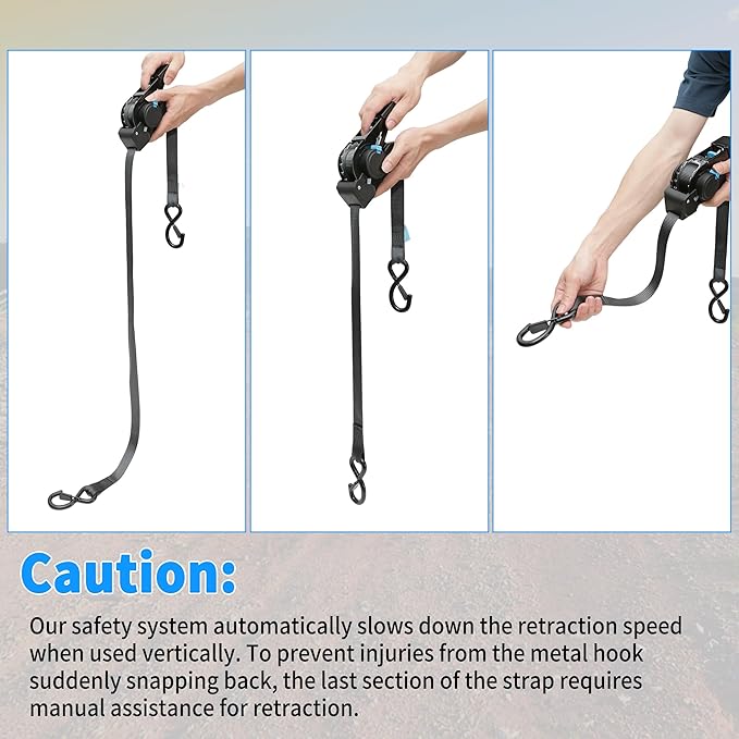 CARTMAN 4-Pack Retractable Ratchet Straps, 1” x 10’ 1500lbs Break Strength, Heavy Duty Tie Down Straps with Soft Loops, Ideal for Trucks, Trailers & Cargo