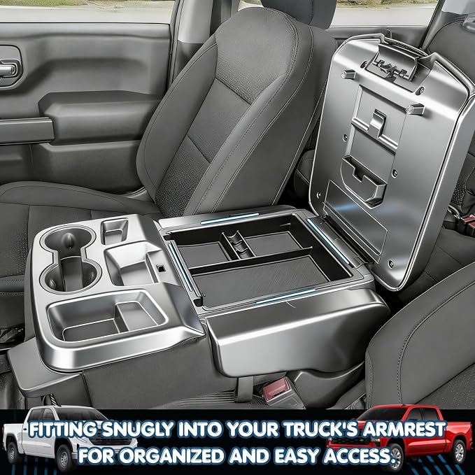 Jump Seat Console Organizer Tray for 2019-2026 Chevy Silverado / GMC Sierra 1500 and 2020-2026 Silverado/Sierra 2500 HD 3500HD Interior Accessories - Only for Split Bench Seat Console Armrest Storage