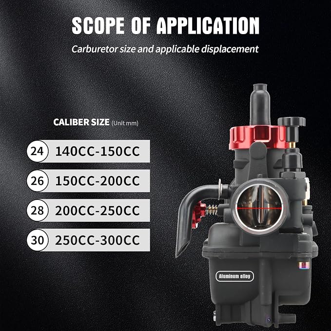 NIBBI 26mm Carburetor with Carb Jets for 4 Stroke 150cc-200cc Engines Motorcycle, Fit For YAMAHA blaster 200 Honda Apollo Dirt Bike Mini Bike SSR KYMCO TAOTAO GY6 Scooter