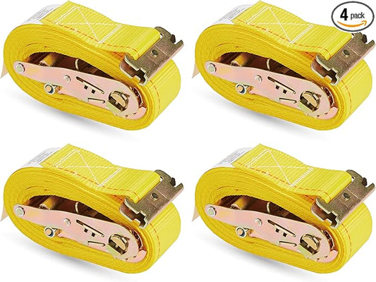 4 Pack E-Track Ratchet Straps 2" x 16' x 4,400 lbs Strength for Cargo Tie Down in Enclosed Trailer & Van by KODIAK STRAPS