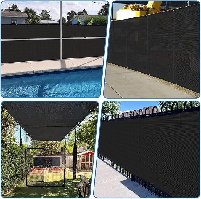 TANG Fence Privacy Screen Black 4 Feet x 50 Feet Outdoor Shade Cloth with Grommets, 150 GSM Temporary Fence Cover with Zipties Mesh Netting Fences Blockage for Backyard Garden Patio Chain Link