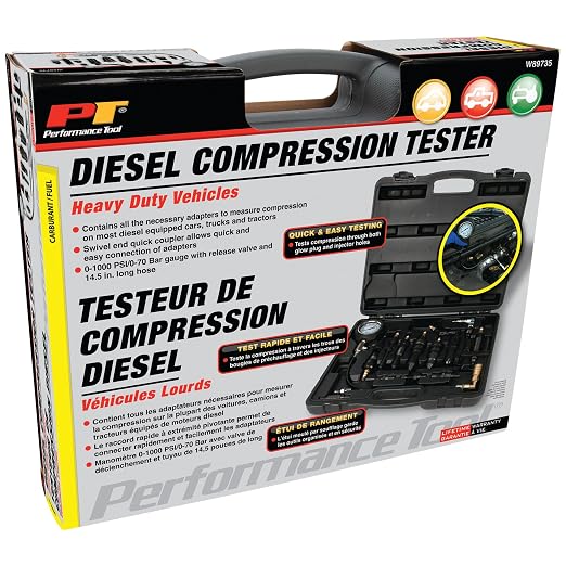 Performance Tool W89735 Diesel Compression Tester Kit for Large Cars, Trucks, Tractors, and Other Heavy-Duty Vehicles in Tough Organizer Case