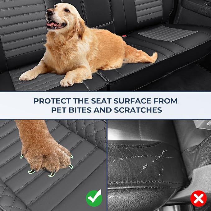 Seat Covers for Ford F150 2009-2025 2026 - F250/F350/F450 2017-2025 2026: 5 Seat Full Set Faux Leather Truck Seat Covers Car Cushion (Black&Grey)