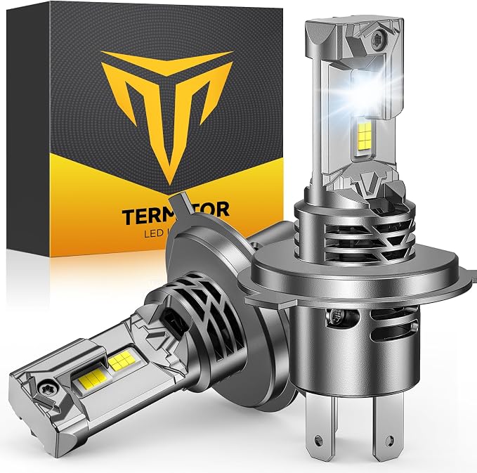 Termitor 7TH-GEN Morden H4/9003/HB2 Light Bulb Combo, 50000LM 12X Ultra Bright 6500K 1:1 Mini Size 9003 H4 Fog Bulbs, 10 Year Extend Lifespan, IP68 Waterproof Headlight Bulb Retainers Pack of 2