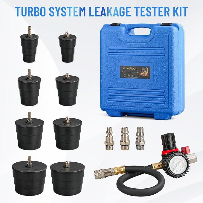Turbo System Leakage Tester 1-3/8" to 3-1/2", Turbo Pressure Leakage Tester for Cooling Emissions Exhaust Pipes,Turbo Boost Leak Tester Set,1/4'' US Air Fitting