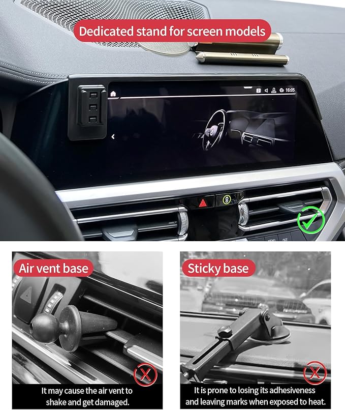 Wireless Charging Car Phone Holder for BMW 3 Series 2019-2022/4 Series 2021-2023/2 Series 2022-2024, 10.25" Screen Fixed Clip, 360° Rotation Car Phone Mount Compatible with MagSafe