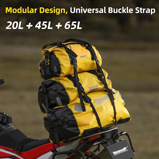 Rhinowalk Motorcycle Saddle Bag Motorbike Travel Tail Bag 45L Waterproof Pannier Storage Bag Motor Bike Accessories Powersports Luggage (Black)