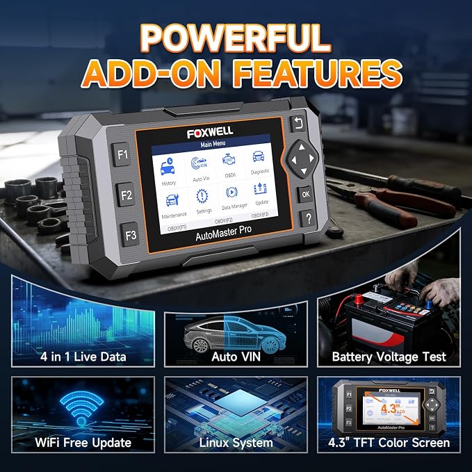 FOXWELL NT614 Elite OBD2 Scanner with 5 Resets ABS Bleeding/SAS Calibration/Oil/EPB/Throttle + OBD2 OBD II 16Pin Male to Female Diagnostic Extension Convert Cable Adapter 1m/ 39inch
