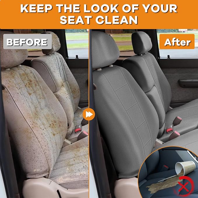 Knitted Truck Seat Cover Compatible with 1995-2000 Toyota Tacoma, Front Bench 60/40 Seat Cover with 2 Headrests and Center Console, Charcoal