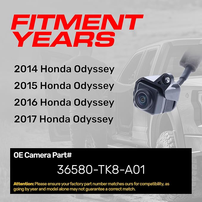 Master Tailgaters Replacement for Honda Odyssey (2014-2017) Right Side View Backup Camera OE Part # 36580-TK8-A01