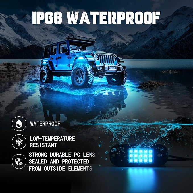 SHINIGHT 6-Pods RGB LED Rock Lights for Trucks,Bluetooth App Control | Multi-Color Bright Underglow Kits | Waterproof | Flashing Music Mode | For UTV/SUV/ATV/RZR