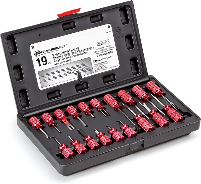 Powerbuilt Master Terminal Tool Kit, 19 Piece, Release and Remove from Electrical Connectors, Prevent Damage to Sensors, Wire Harnesses - 641448