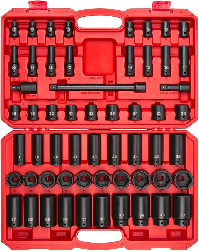 TEKTON 1/2 Inch Impact Socket Set, 57-Piece | SID92401
