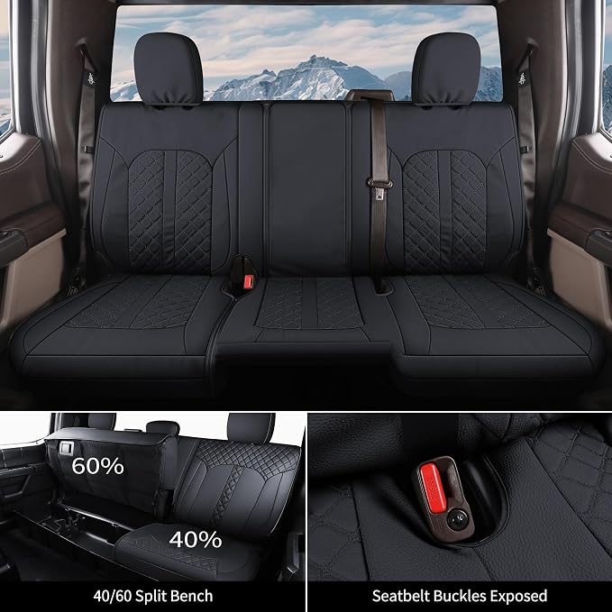 Truckiipa Custom for Dodge Ram 1500 Leather Seat Covers Full Set Waterproof Truck Seat Cushion Protector Fit for 2009-2018 Dodge Ram 1500, 2010-2025 Ram 2500 3500 Crew Mega Cab, Full Set, Black