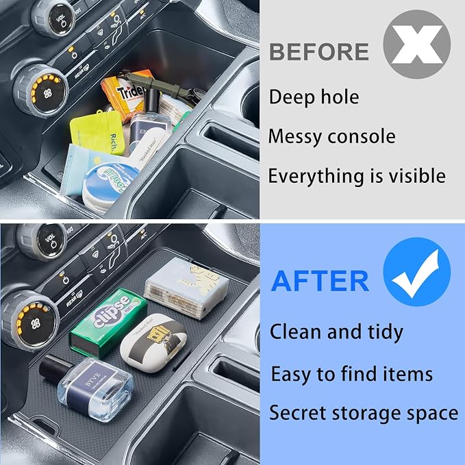 RAVOTOM Center Console Compartment Cover & Glove Box Organizer Compatible with 2022-2026 Ford F150 Accessories STX XL