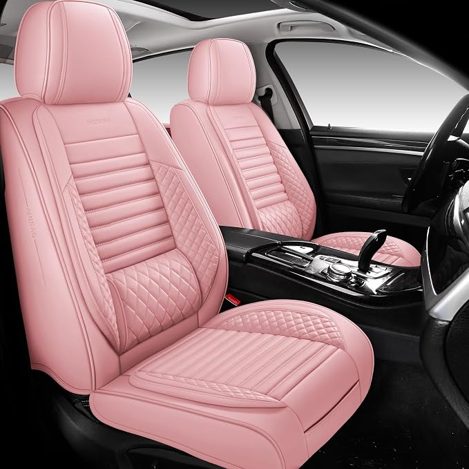 Full Coverage Full Set Waterproof Leather Car Seat Covers with Lumber Support and Airbag Compatible Universal Fit for Most SUVs,Trucks,and Sedans with 5 Seats in Automotive Seat Covers