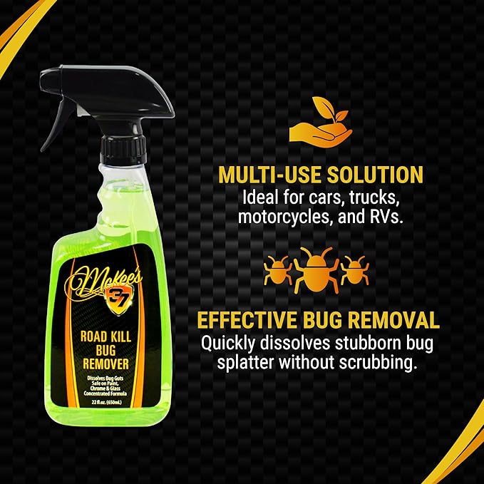 McKee's 37 - Road Kill Remover | Powerful Bug And Tar Remover, Easy and Convenient Car Bug Eliminator Spray for Cars, Trucks, Motorcycles & RVs (22 oz)