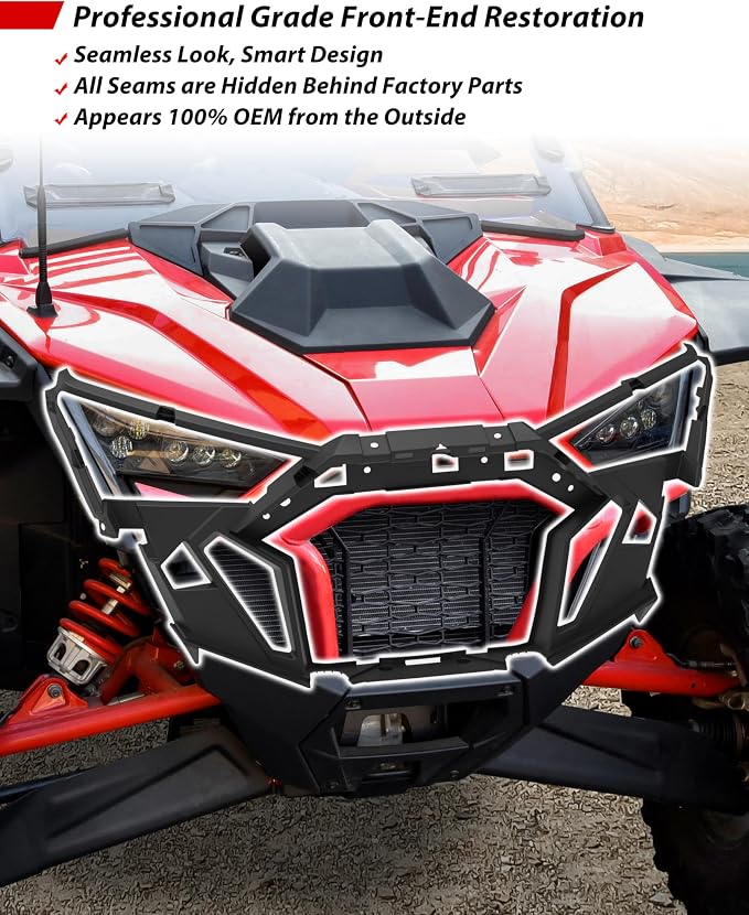 Combined Front Fascia for Polaris RZR PRO XP/XP 4 2020-2024 Accessories, Black PP Front Decoration Frame Combination Trim Panel for 20-24 RZR PRO, Replace #5455177-070