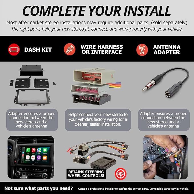 JVC KW-SX88BT Bluetooth Double Din Digital Media Car Stereo with Shallow Chassis, Variable Color Dsplay, Front USB and Aux, Powerful Amplifier, AM/FM Radio, Perfect OEM Replacement for Your Vehicle